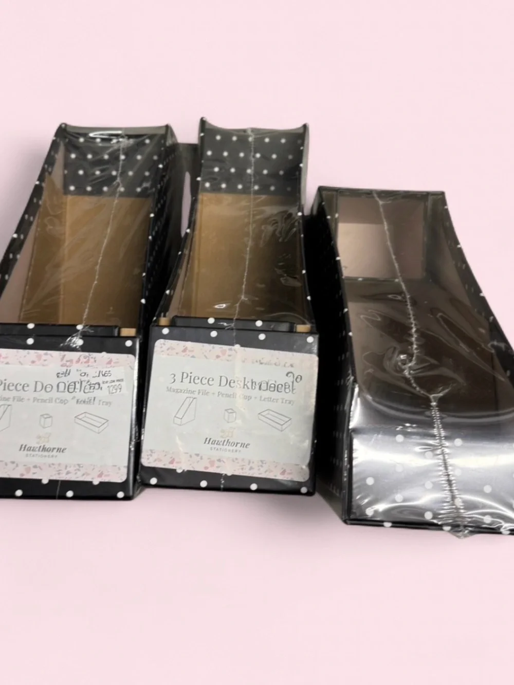Black Polka Dot 3-Piece Desktop Set